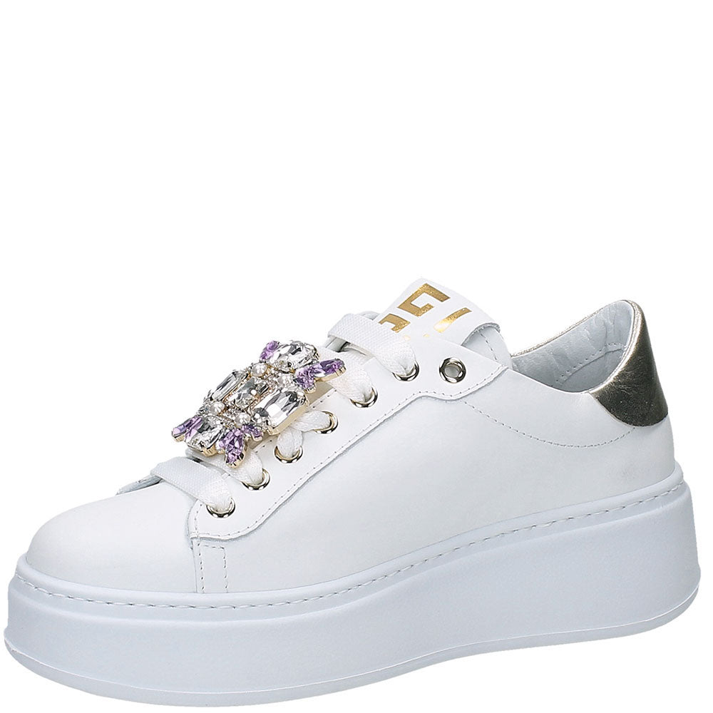 LM - Sneaker Rocio bianco con gioiello strass