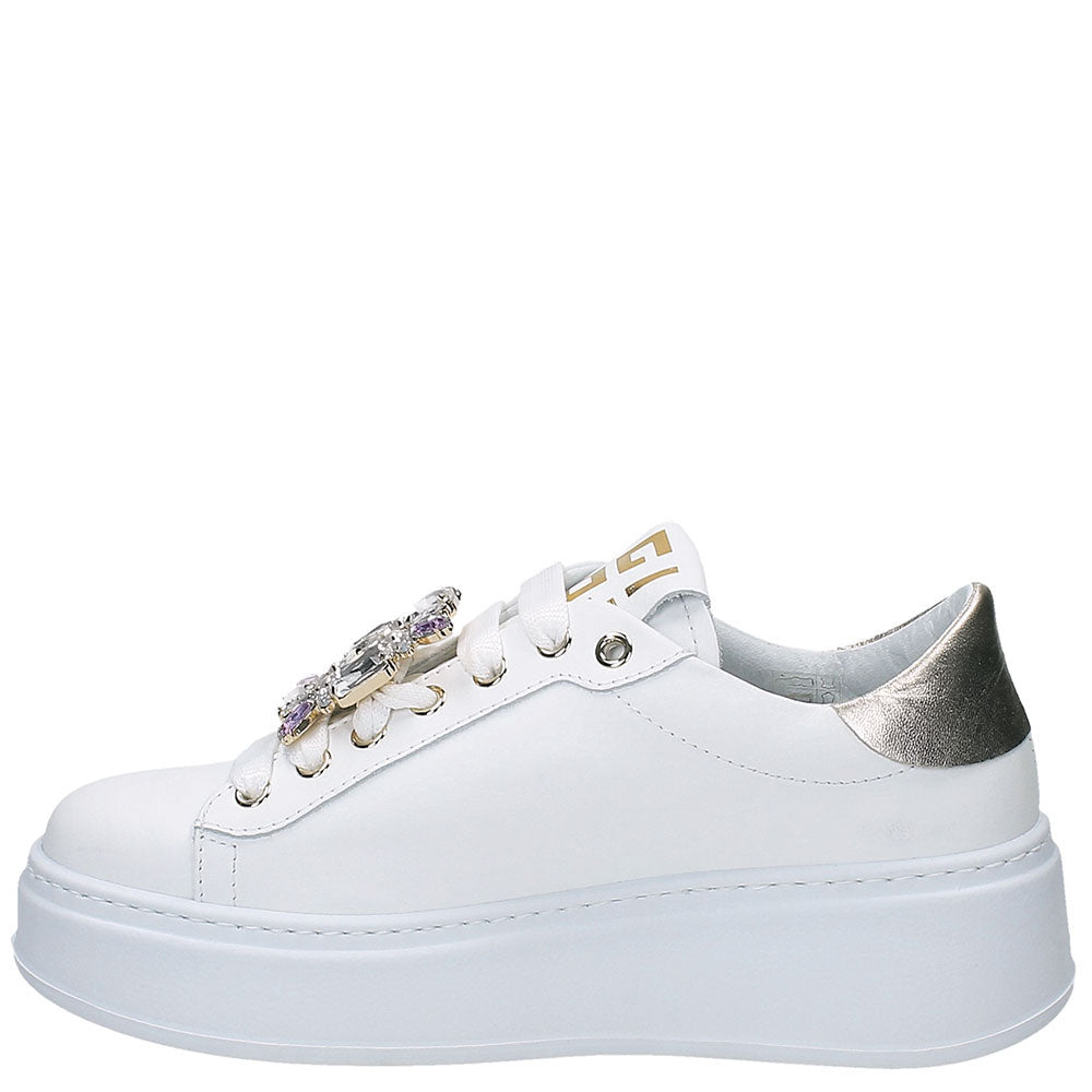 LM - Sneaker Rocio bianco con gioiello strass