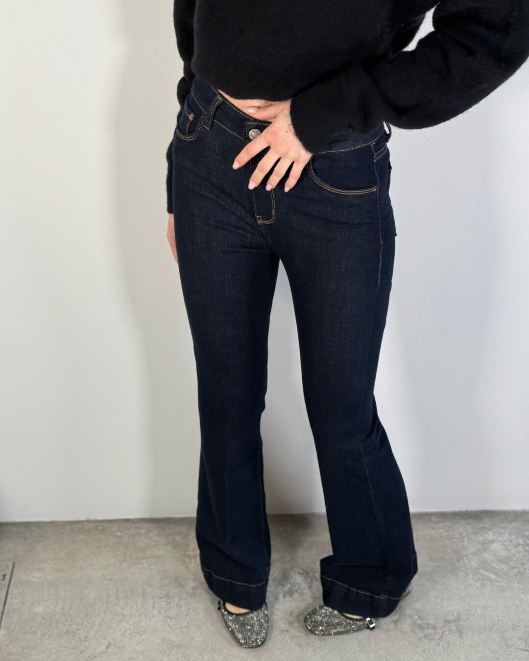 OF - Jeans Marlena blu a zampa