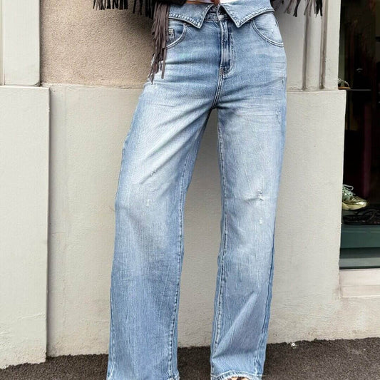 LM - Jeans Yle con risvolto light blue