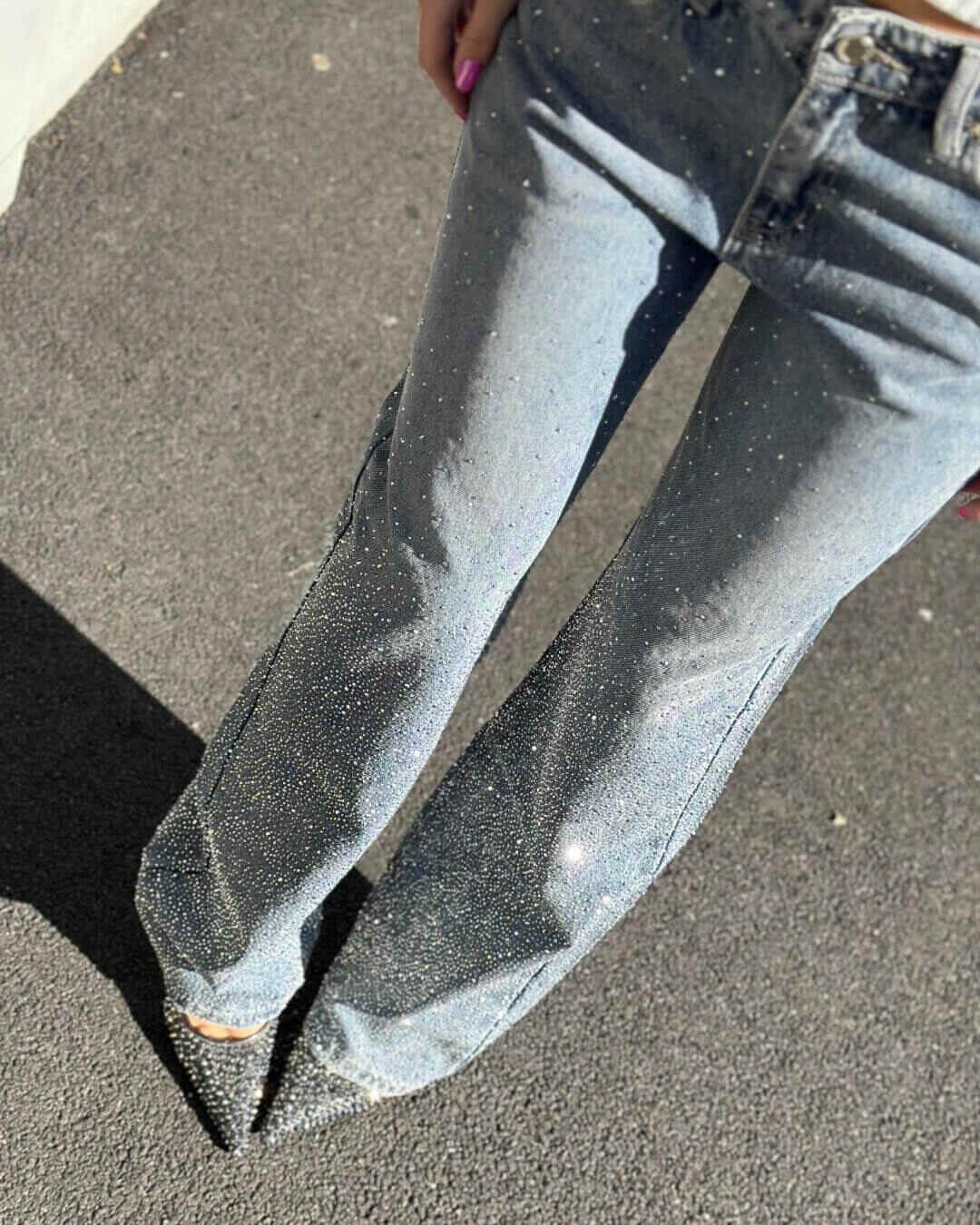 OF - Jeans Ivy strass degradè