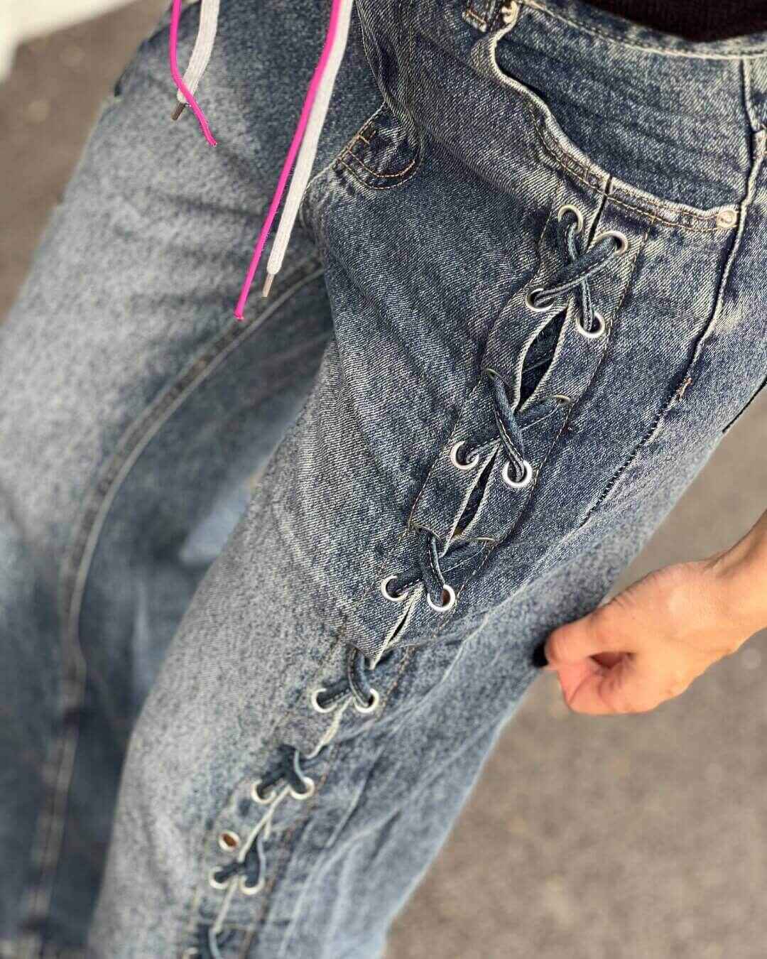 OF - Jeans Trelle blue intreccio lacci