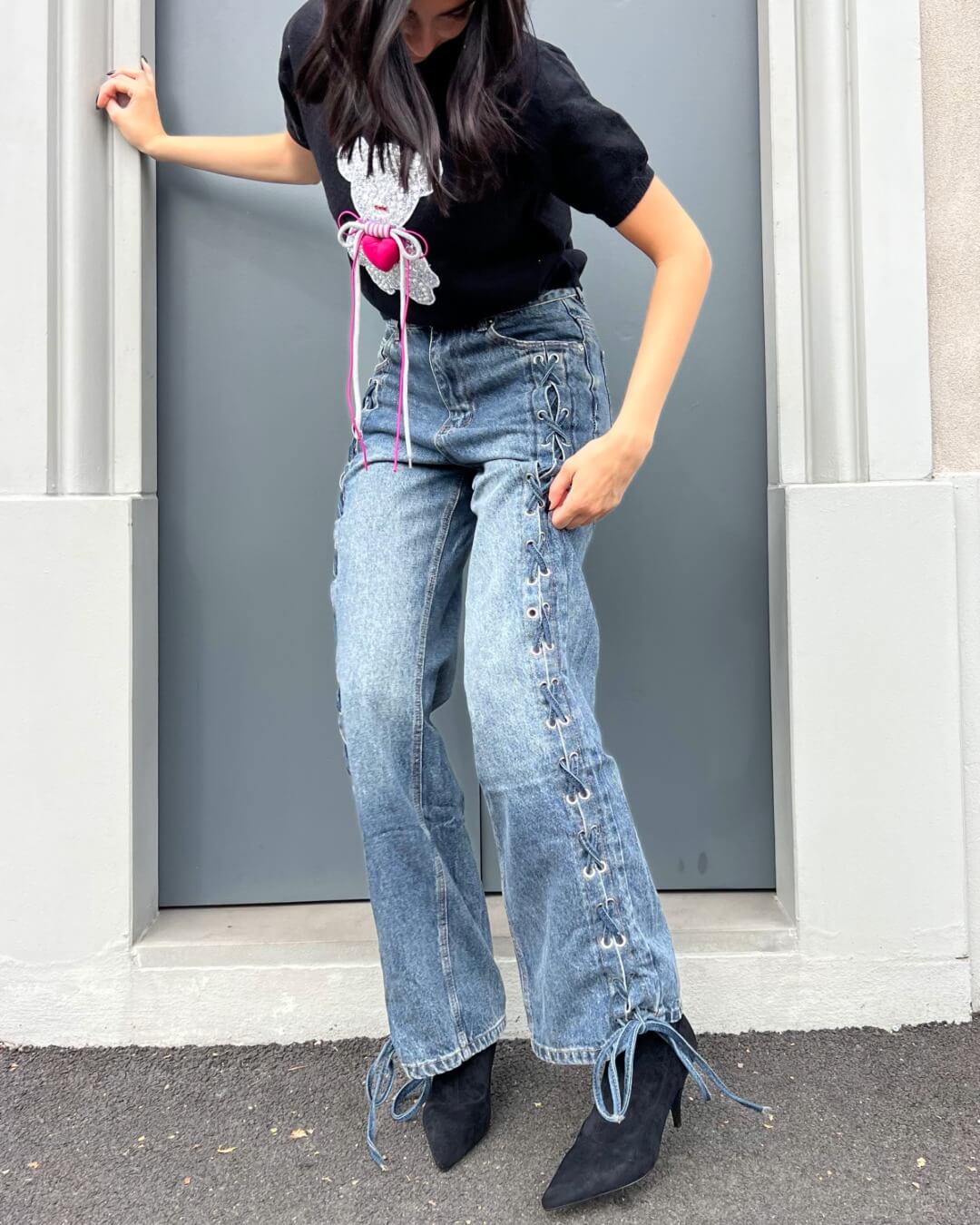 OF - Jeans Trelle blue intreccio lacci