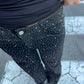 OF - Jeans Deng nero strass argento