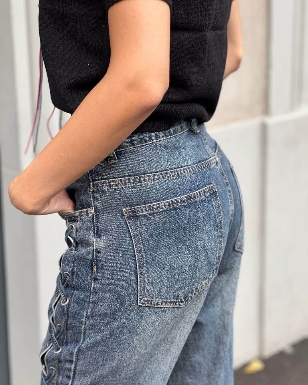 OF - Jeans Trelle blue intreccio lacci