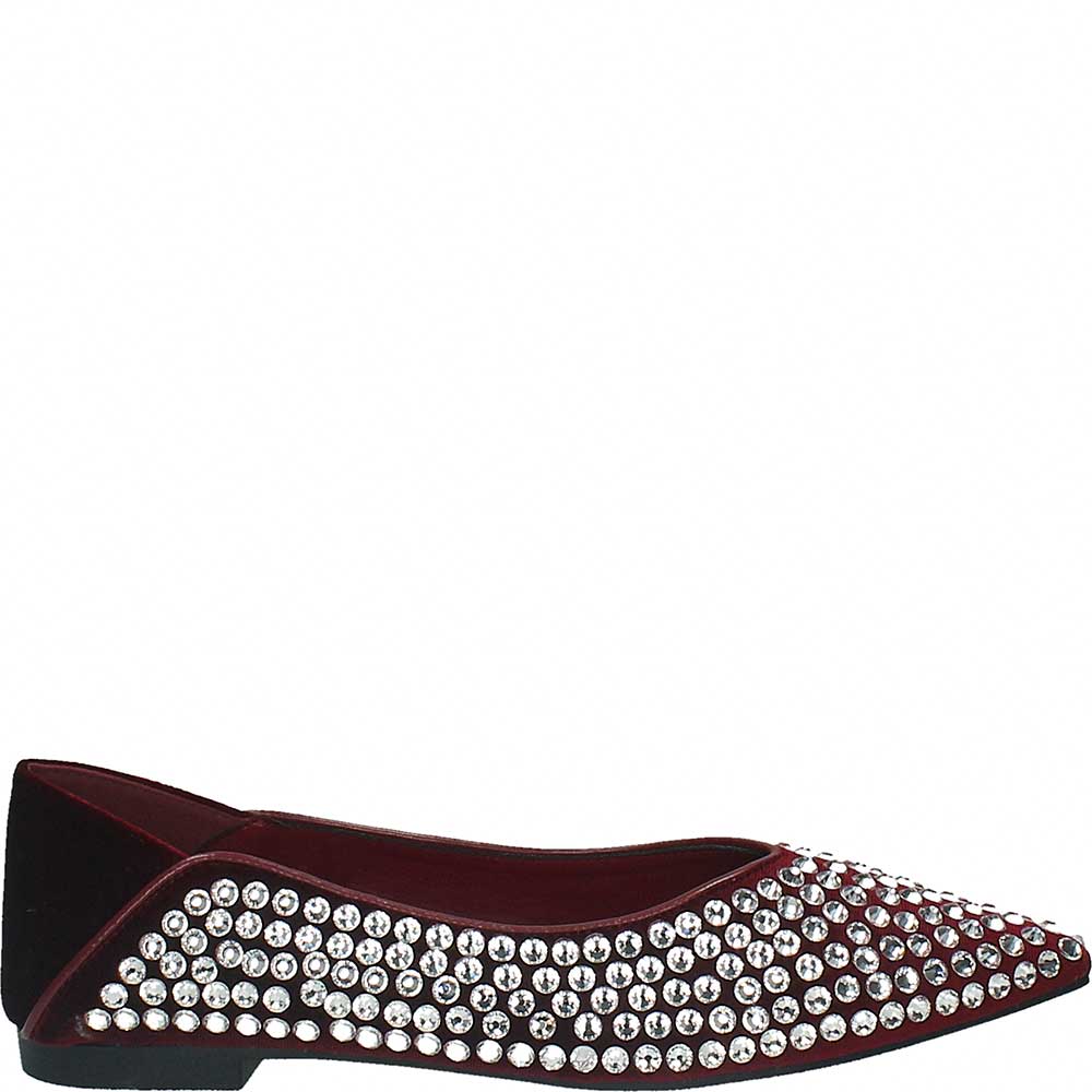 LM - Ballerina Kiki bordeaux con strass
