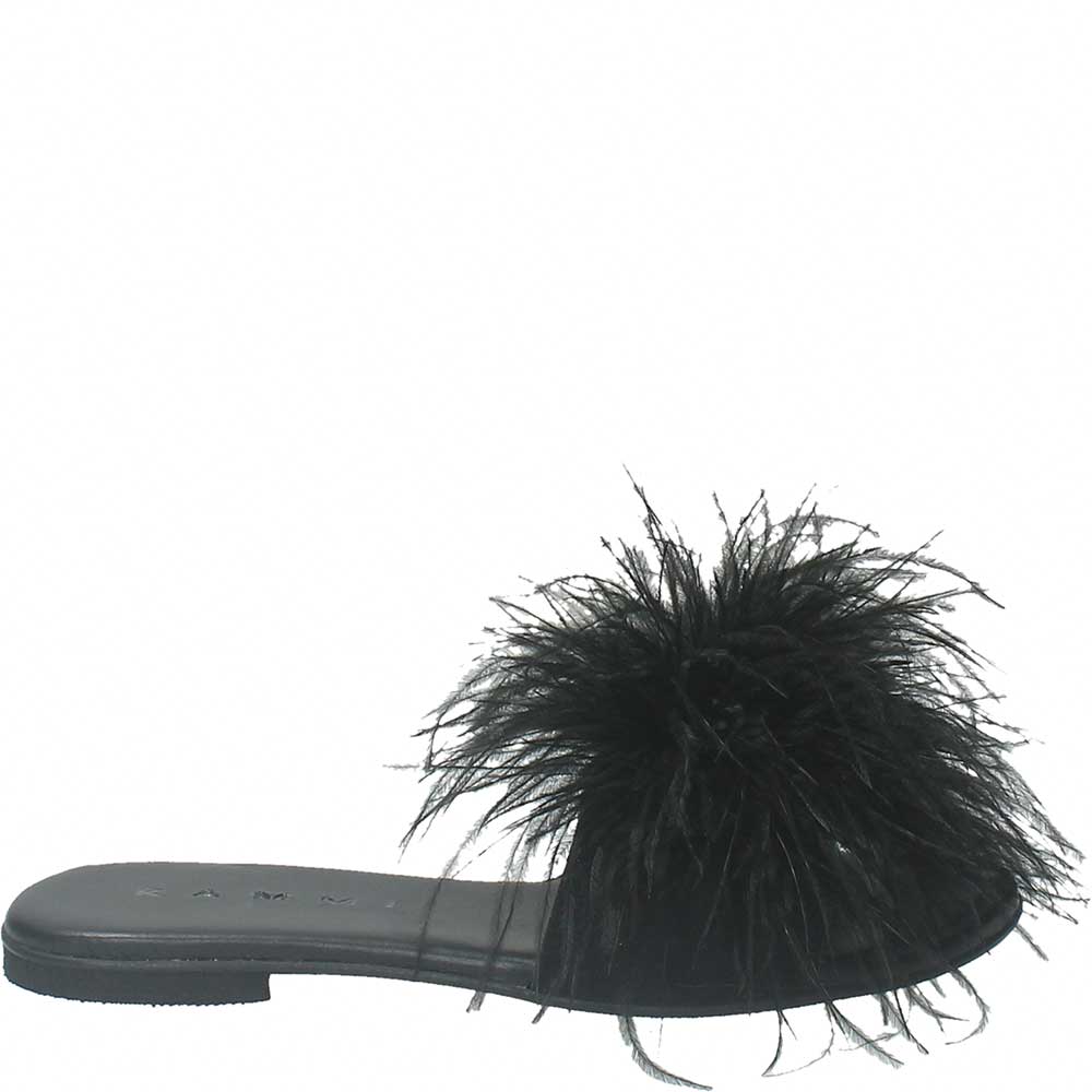 LM - Ciabattina Letty piume nero