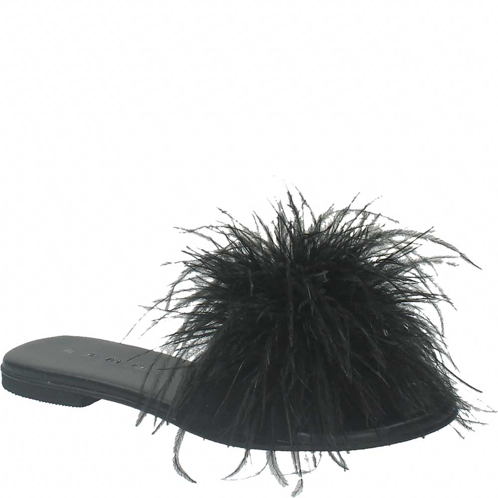 Ciabattina Letty piume nero
