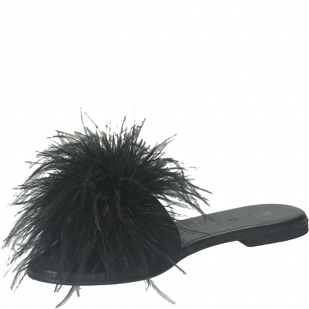 Ciabattina Letty piume nero