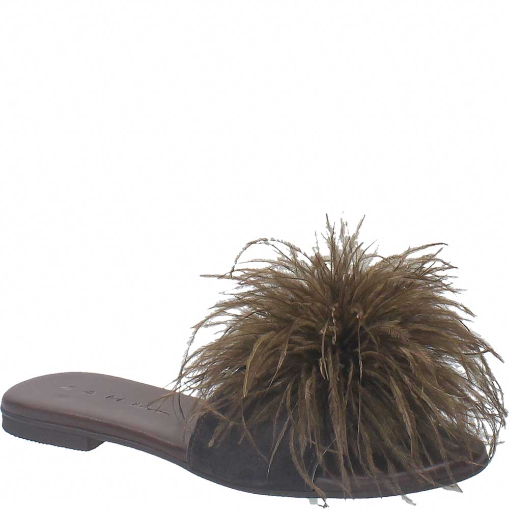 Ciabattina Letty piume marrone