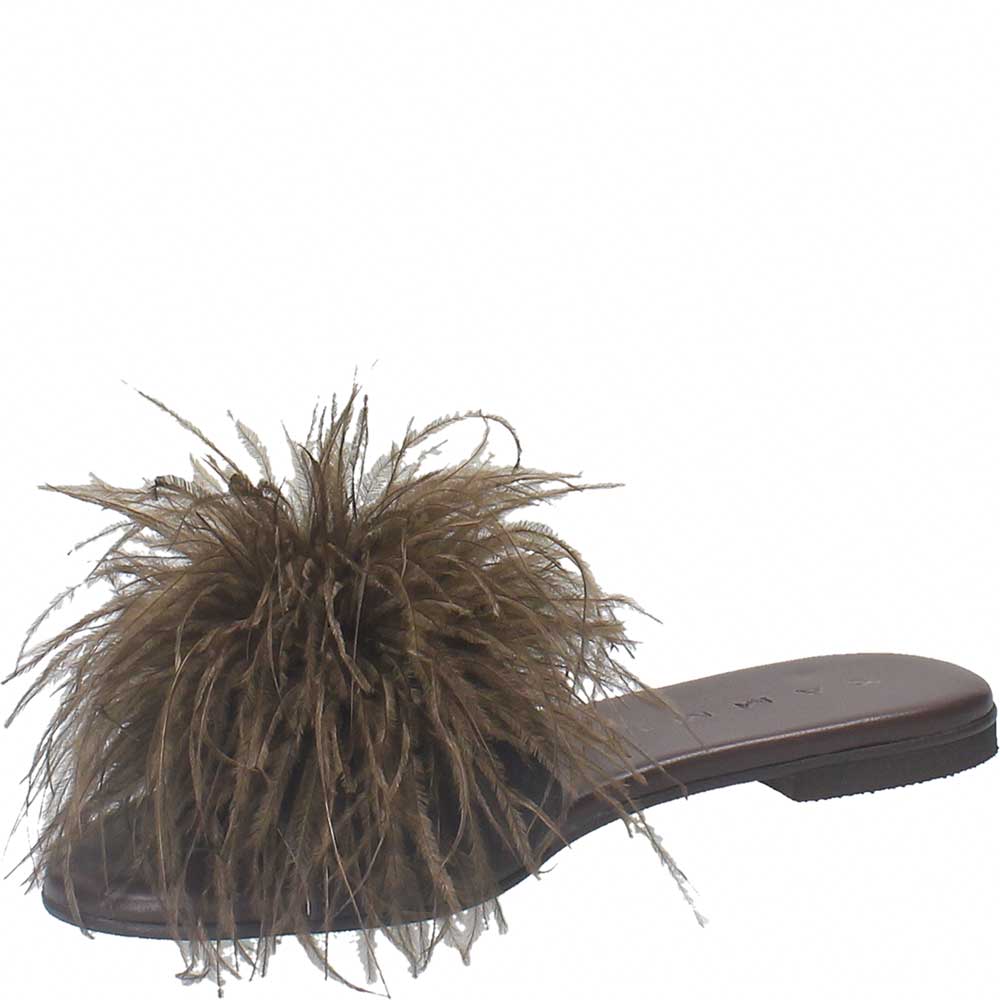 Ciabattina Letty piume marrone