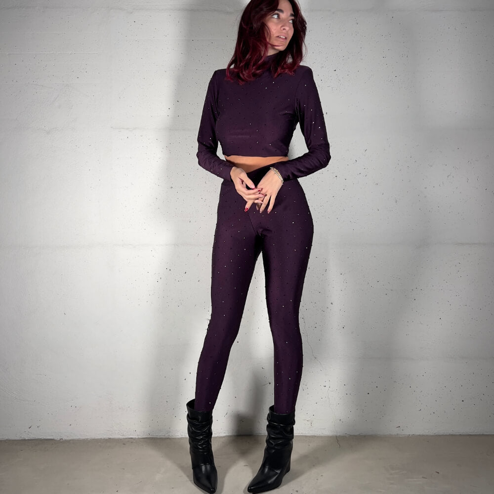 LM - Matinée Leggings Emily strass viola