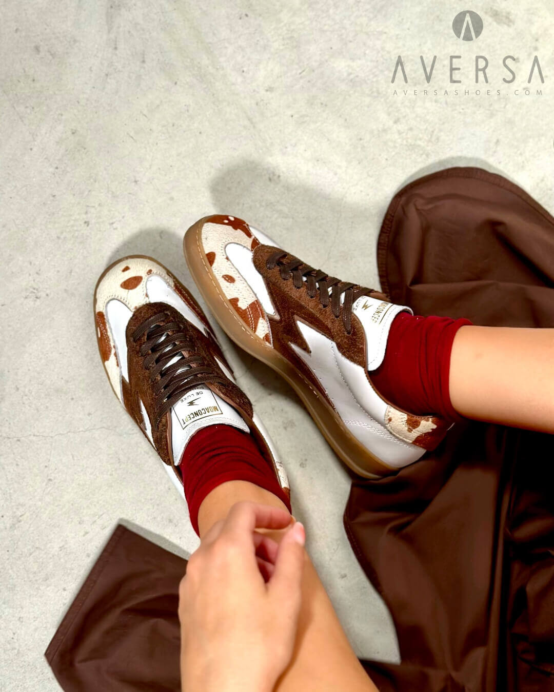 OF - Moaconcept Sneaker cowprint ponyhair brown logo