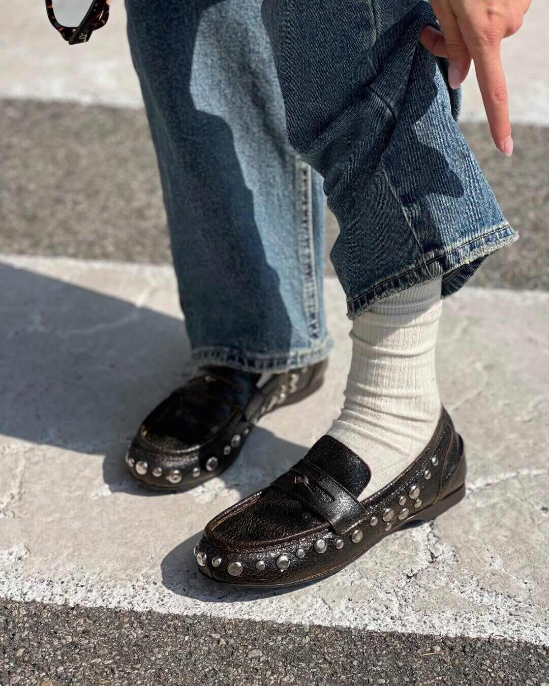 OF - Mocassino Marissa testa di moro con borchie argento