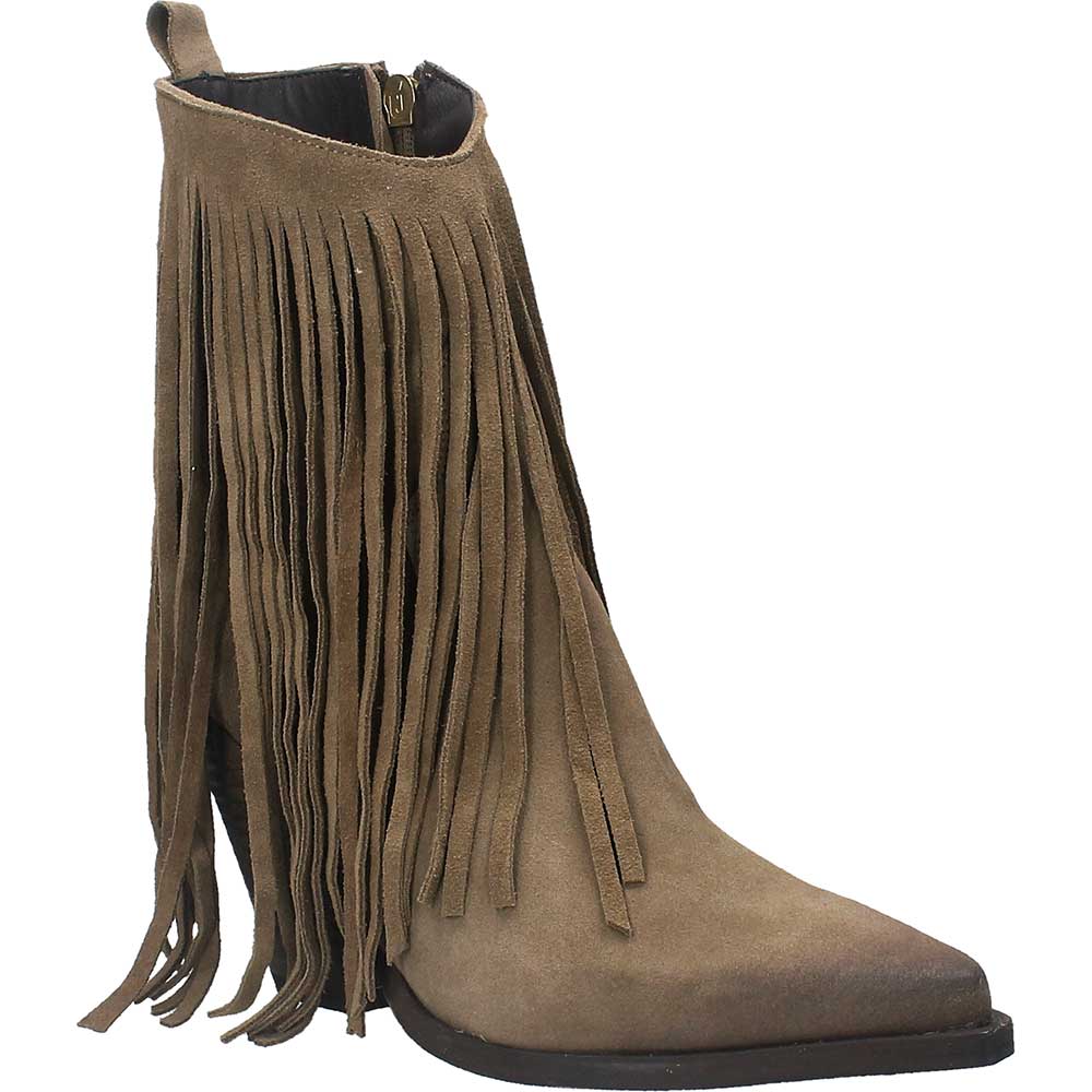 LM - Texano Alicia camoscio taupe con frange
