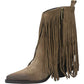 LM - Texano Alicia camoscio taupe con frange