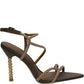 LM - Tacco Jovan satin brown con strass