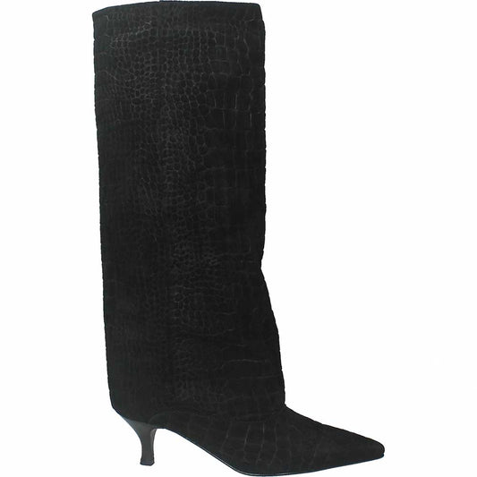 LM - Stivale Croco camoscio nero