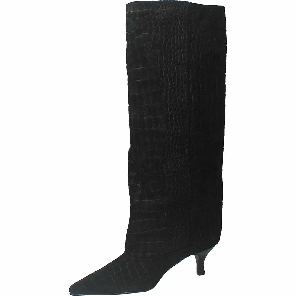 LM - Stivale Croco camoscio nero