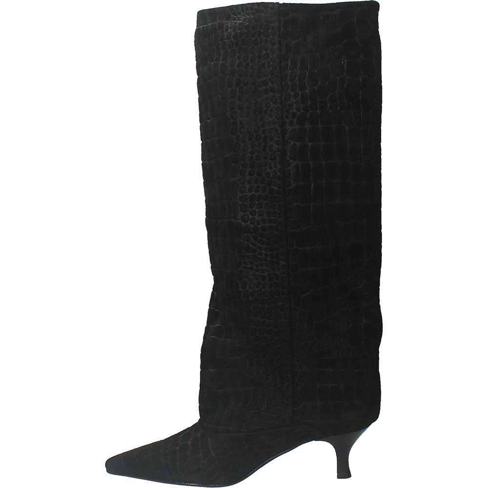 LM - Stivale Croco camoscio nero