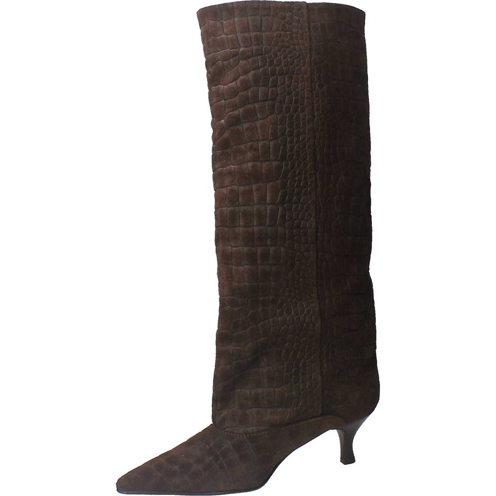 LM - Stivale Croco camoscio testa di moro