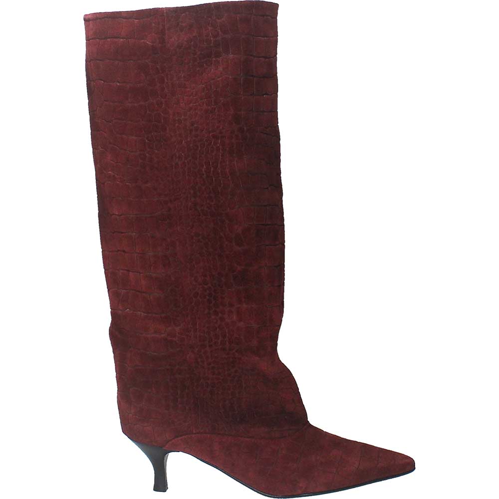 LM - Stivale Croco camoscio bordeaux