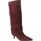 LM - Stivale Croco camoscio bordeaux