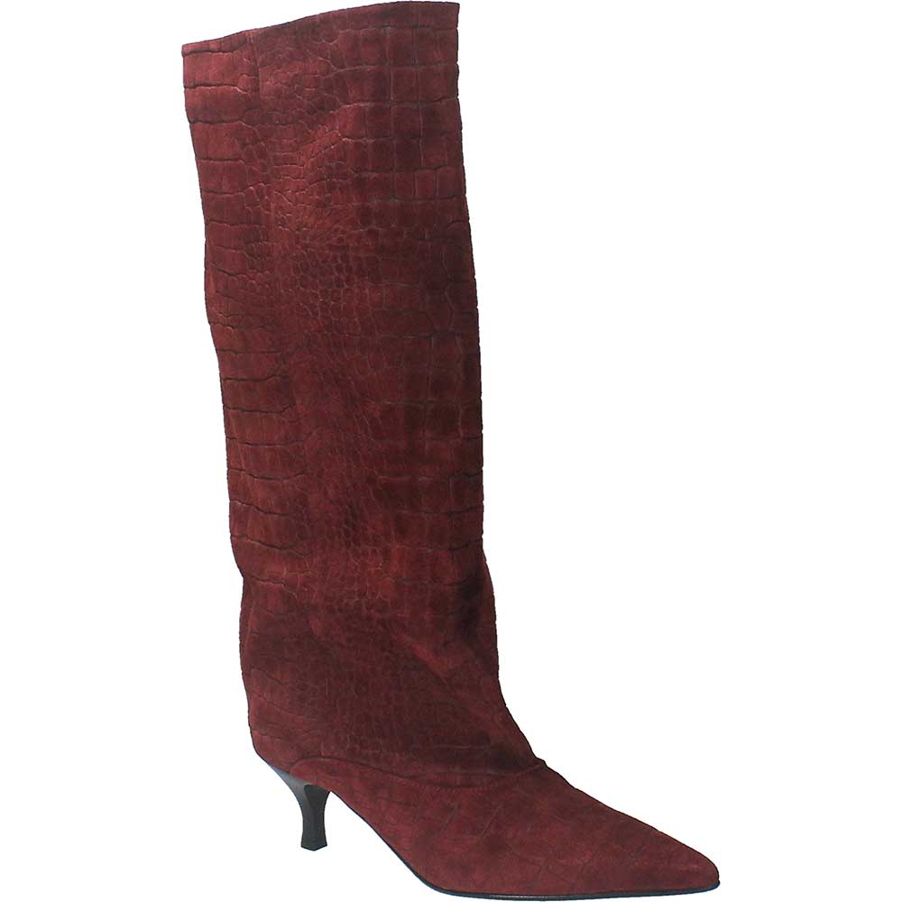 LM - Stivale Croco camoscio bordeaux