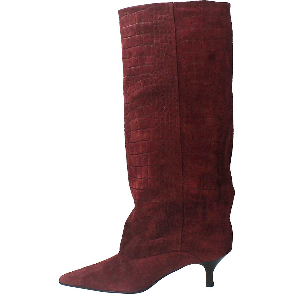 LM - Stivale Croco camoscio bordeaux