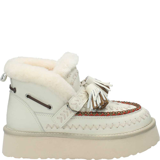 LM - NAN-KU Stivaletto Tween white con nappine