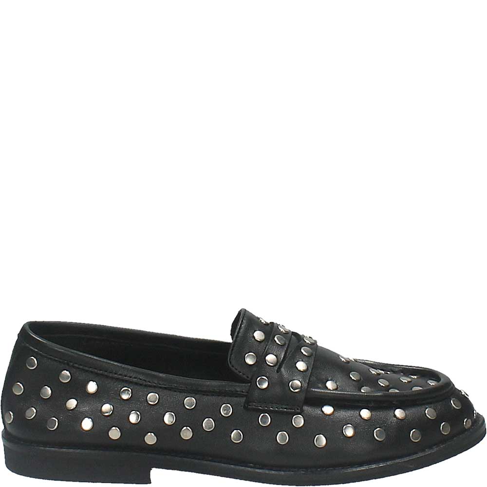 LM - Mocassino Malcolm nero con borchie argento