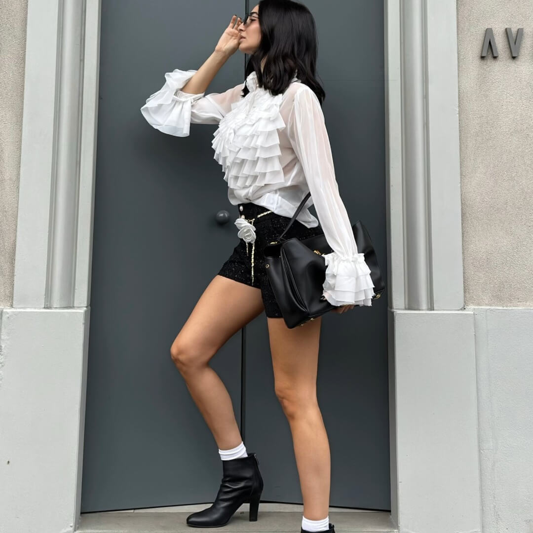 OF - Shorts Twill nero con cintura