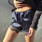 OF - Shorts Chris blu satin con pizzo