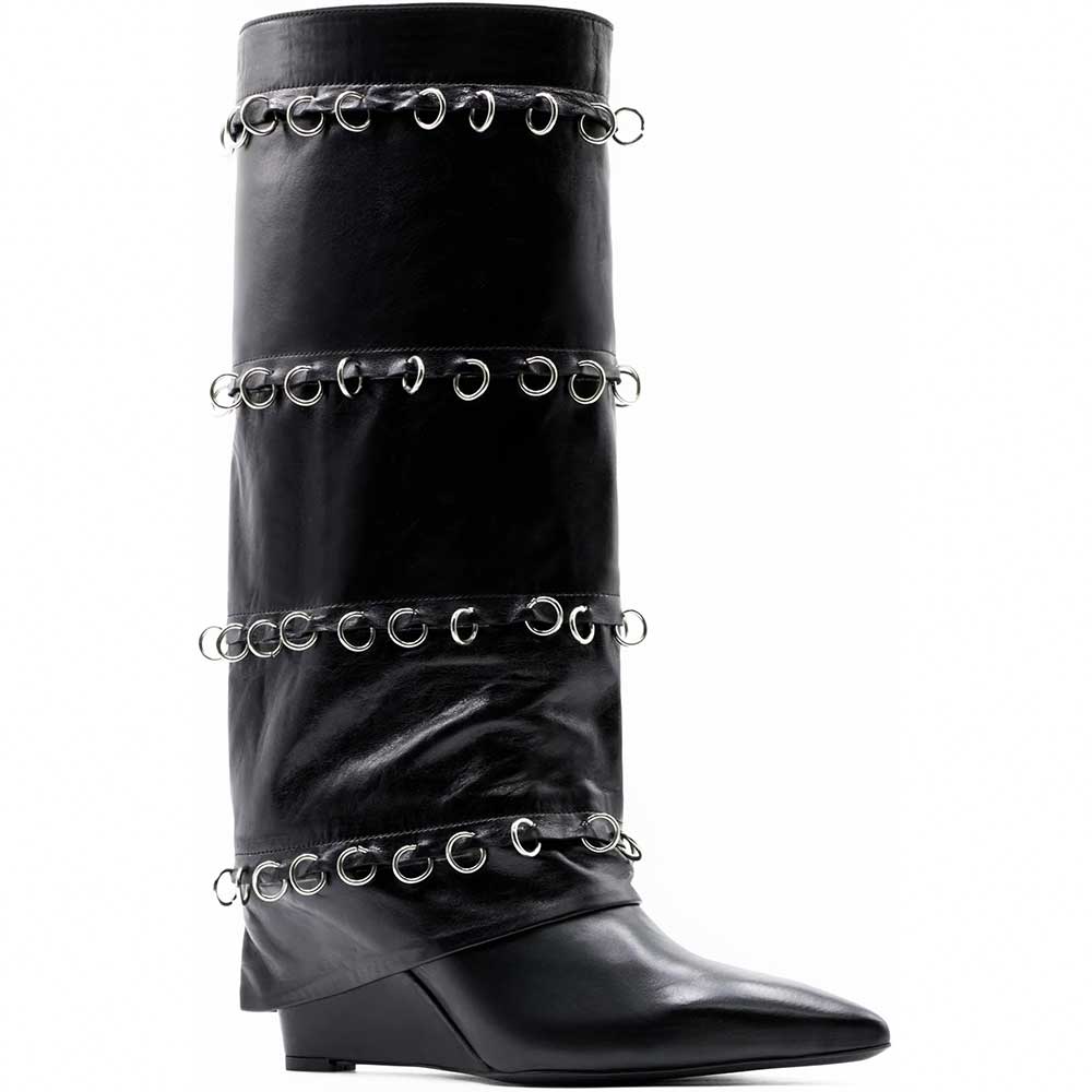 LM - Stivale Percy nero con piercing