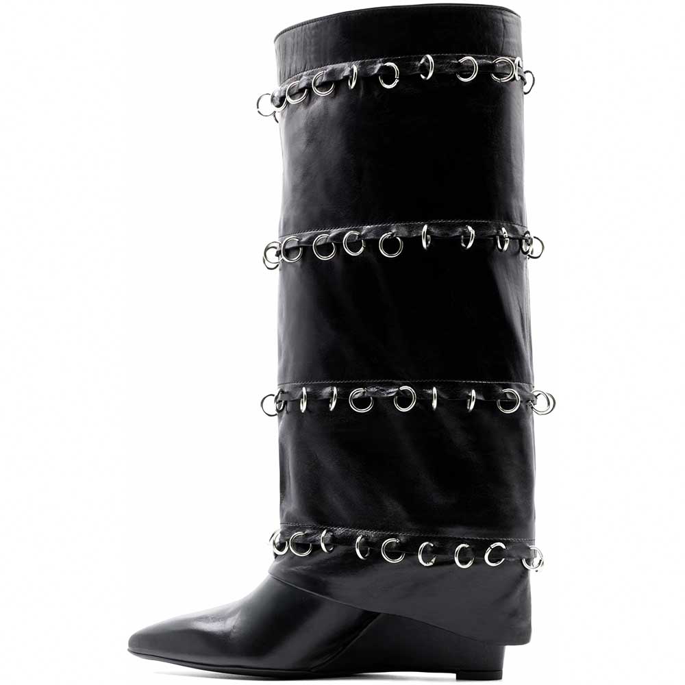 LM - Stivale Percy nero con piercing