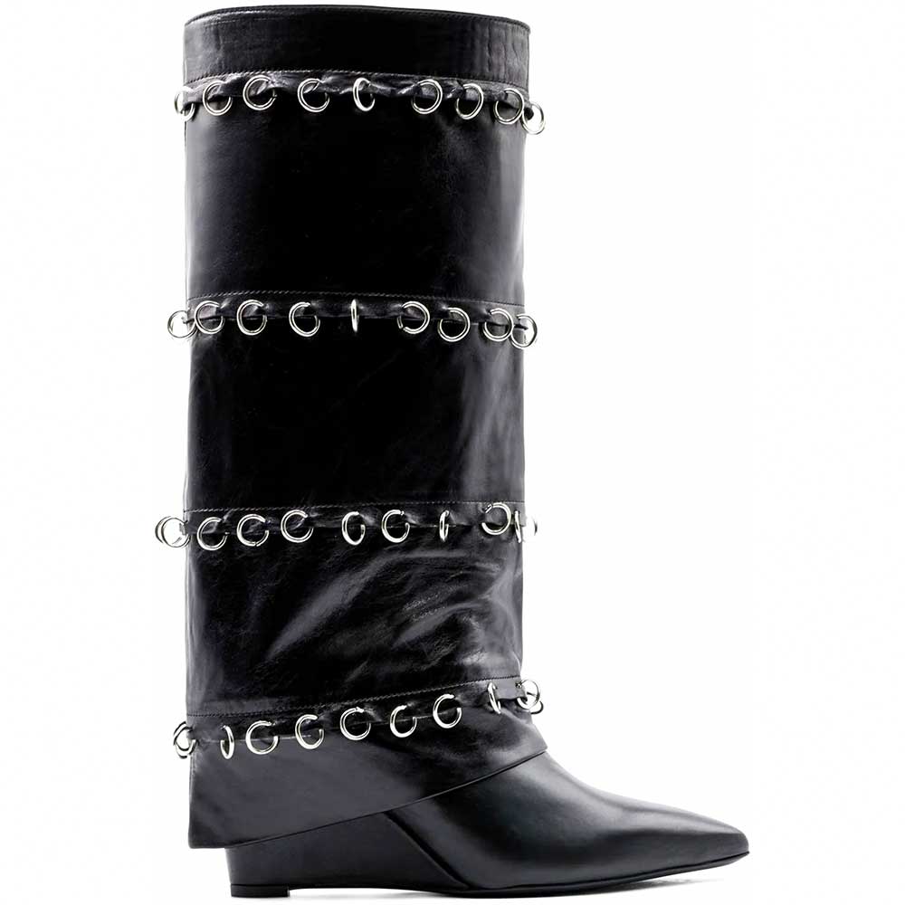 LM - Stivale Percy nero con piercing