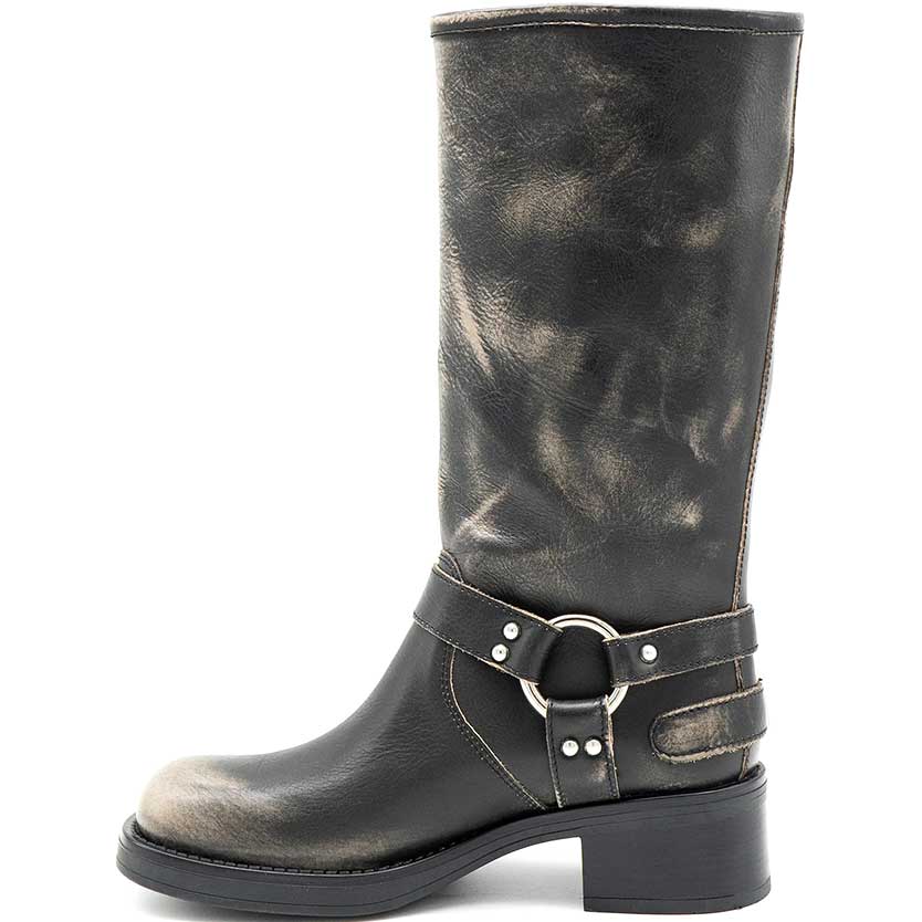 LM - Biker Dua grigio vintage con fibbie