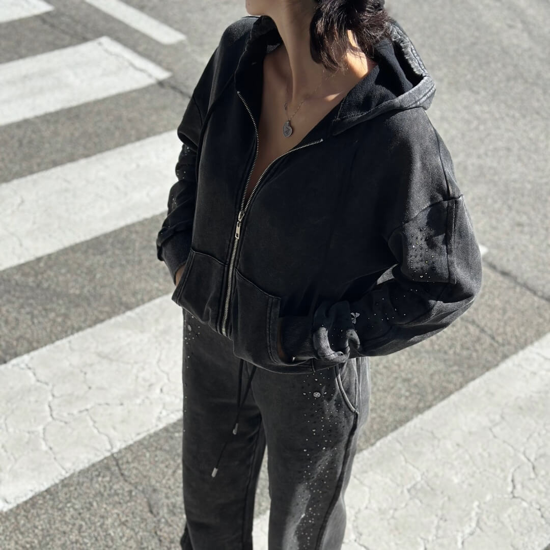 OF - Set tuta Glory con zip e pietre