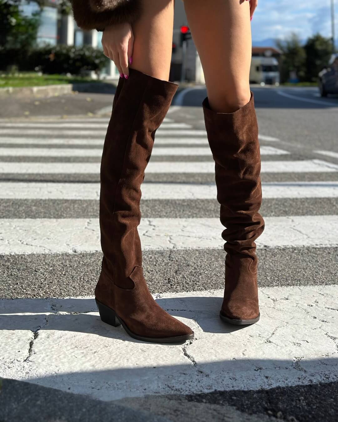 OF - Stivale Alyssa suede testa di moro