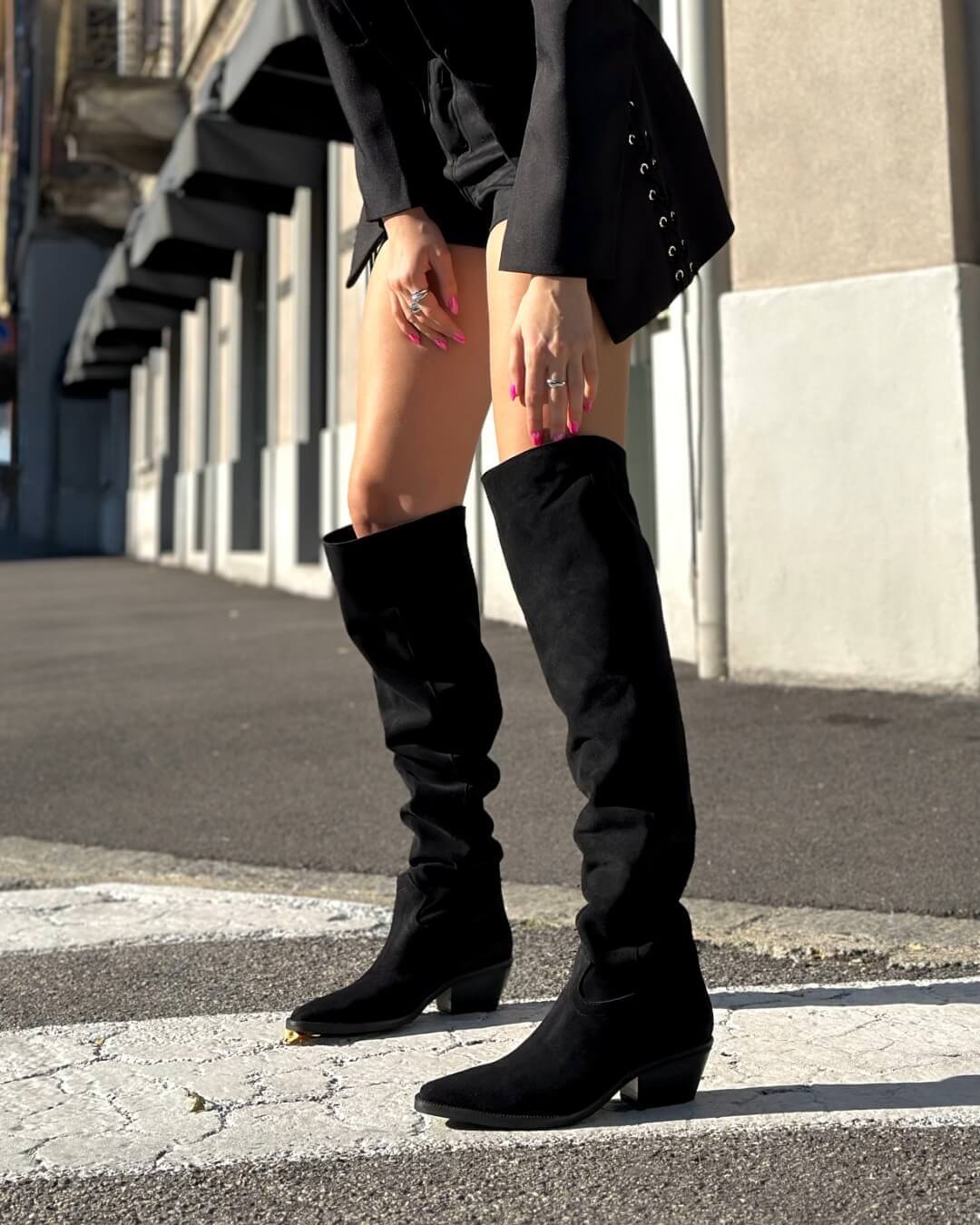 OF - Stivale Alyssa suede nero