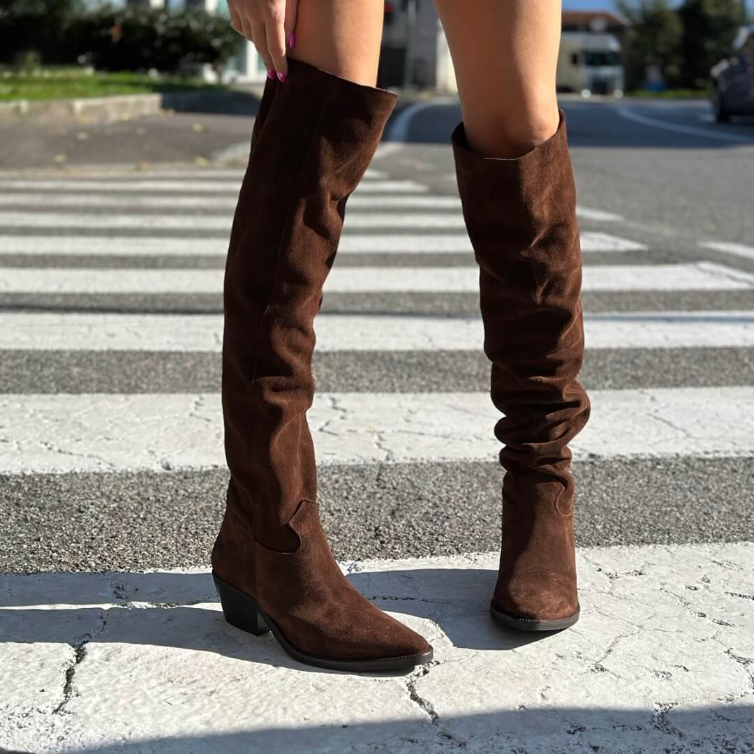 OF - Stivale Alyssa suede testa di moro