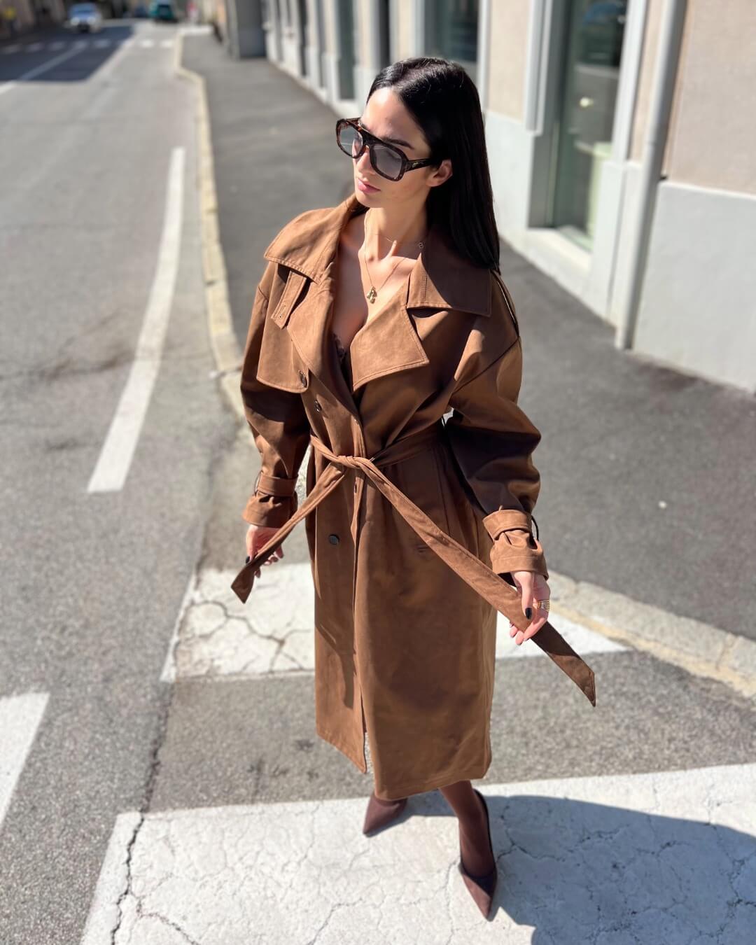 OF - Trench Gabriel suede cuoio