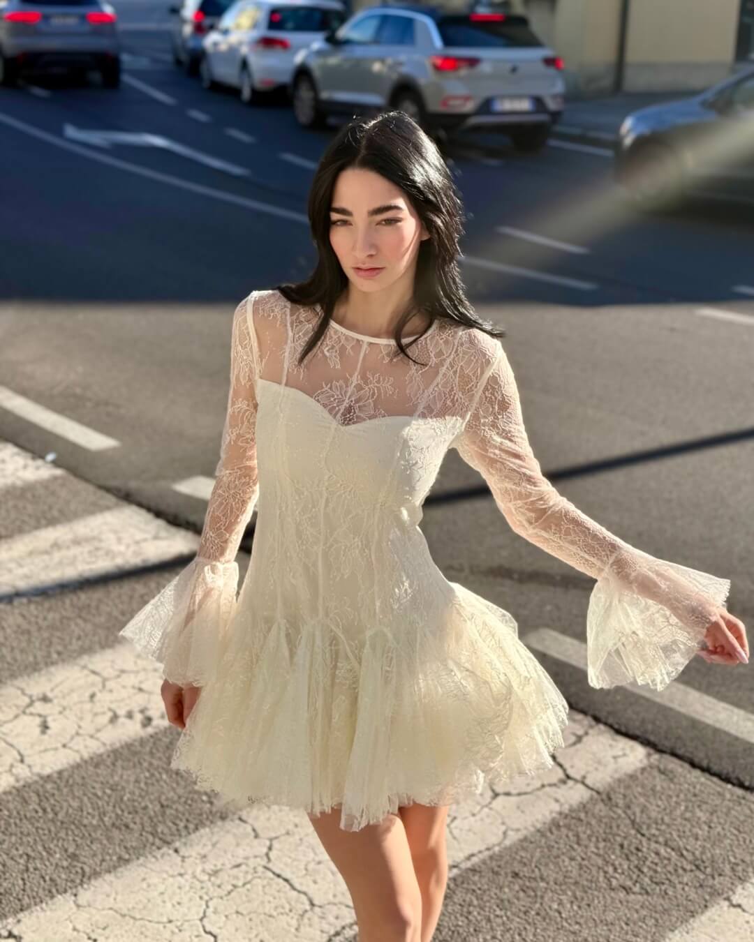 OF - Abito Catherine pizzo avorio