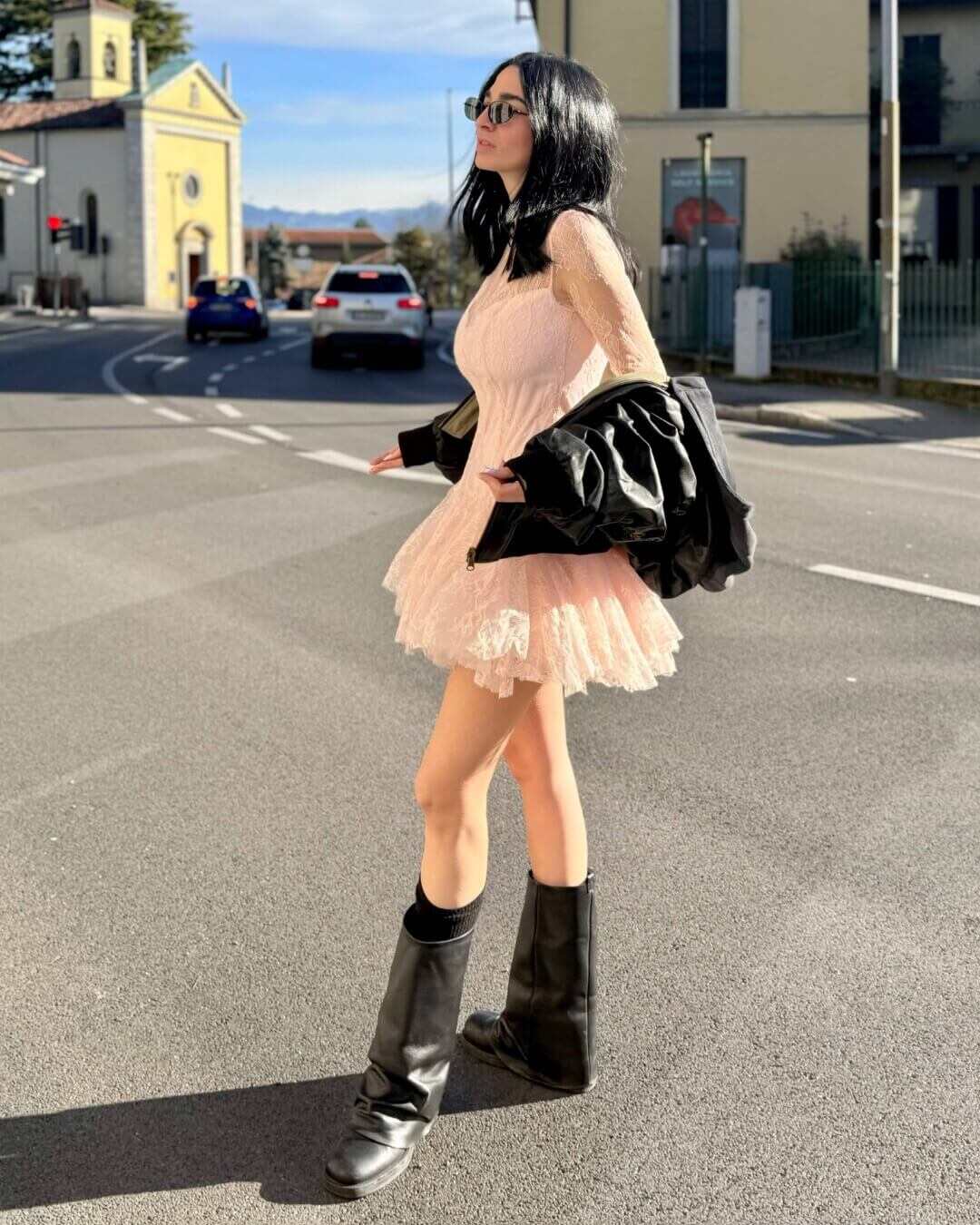 OF - Abito Catherine pizzo rosa