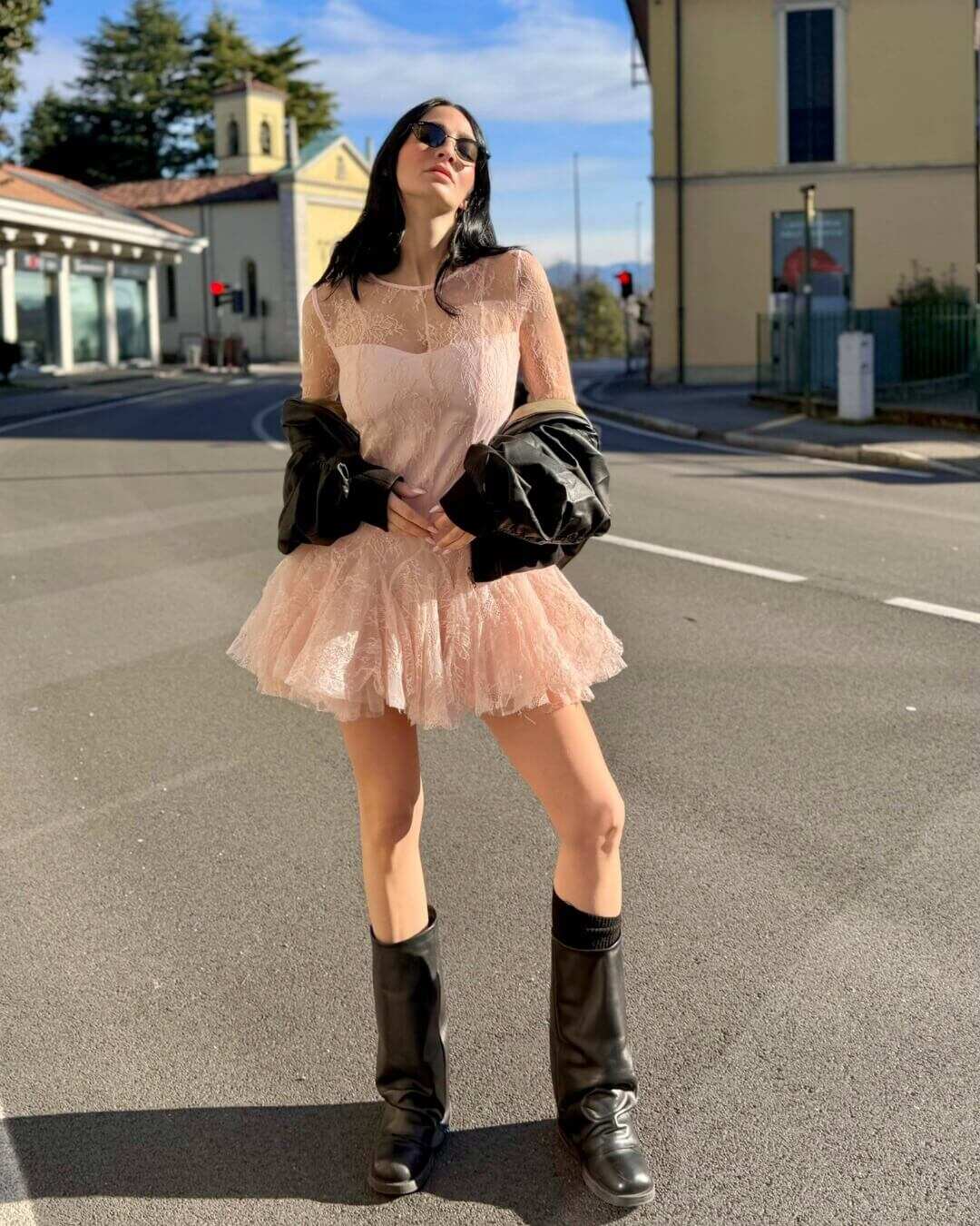 OF - Abito Catherine pizzo rosa