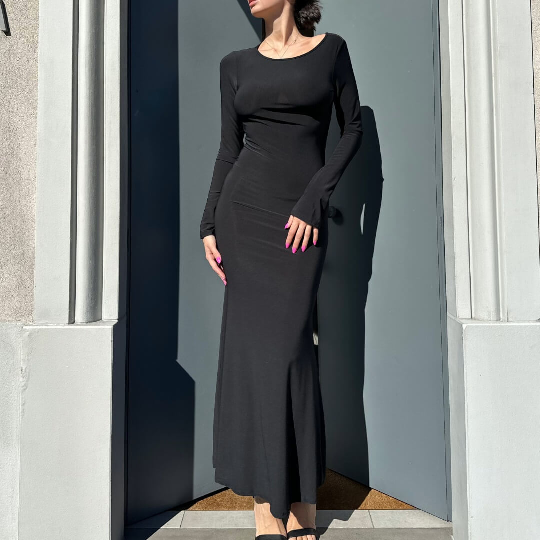 OF - Abito Tea nero schiena nuda