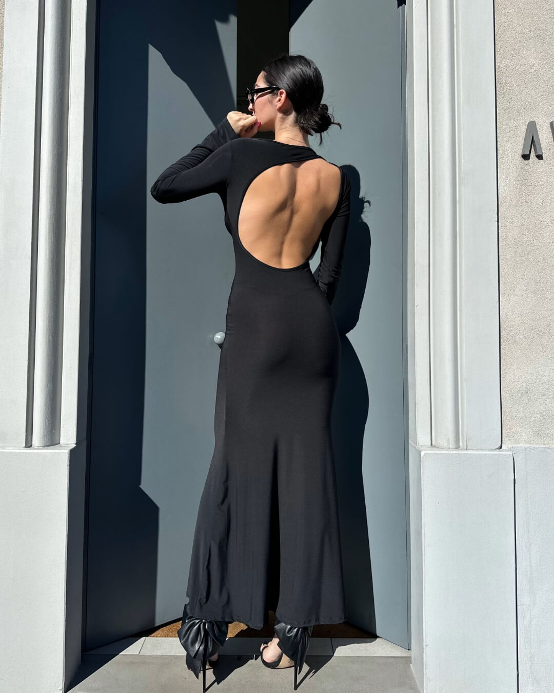 OF - Abito Tea nero schiena nuda