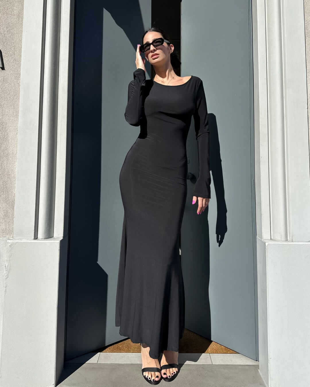 OF - Abito Tea nero schiena nuda