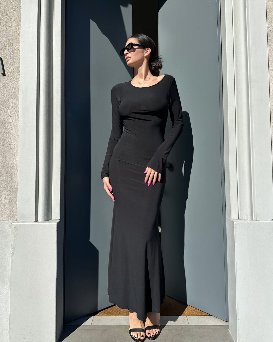 OF - Abito Tea nero schiena nuda