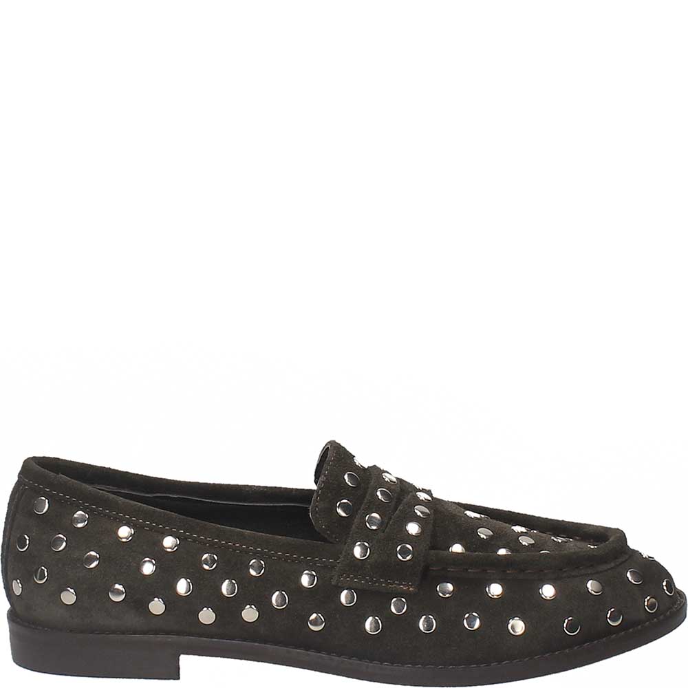 LM - Mocassino Malcolm marrone con borchie argento